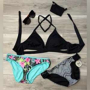 SO Black Bikini Set with Floral and Chevron Designs. bikini top from Target